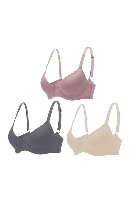 3PC Pack Women Push Up Bra Everyday Underwear Comfortable Lingerie Bralette with Support Anti-Sag-Size 32C/70C