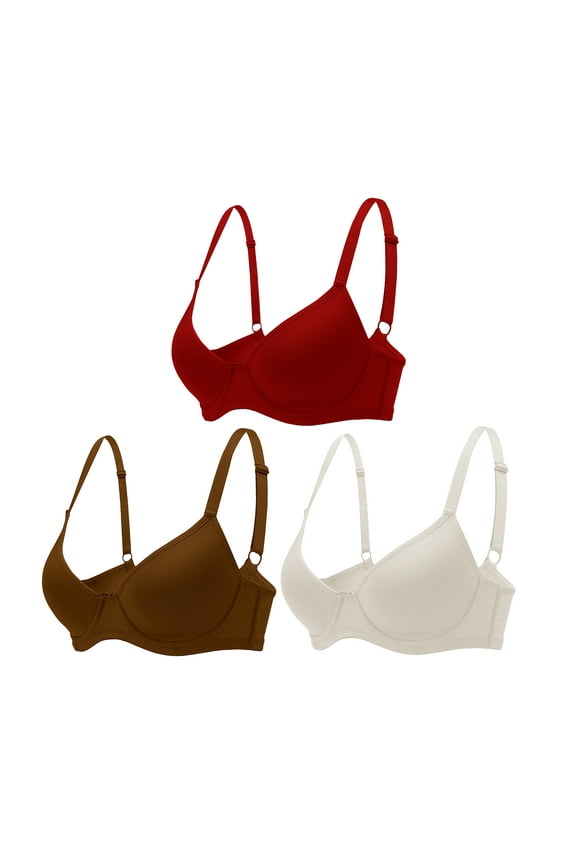 3PC Pack Women Push Up Bra Everyday Underwear Comfortable Lingerie Bralette with Support Anti-Sag-Size 36D/80D