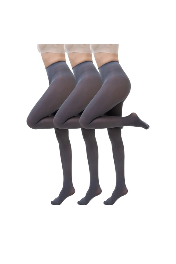 3PC Pastel Pantyhose Womens Opaque Tights Thermal Pantyhose Leggings Ultra-Thin Stockings Anti-Snag Tights Tummy Control Stockings(Dark Gray,L)