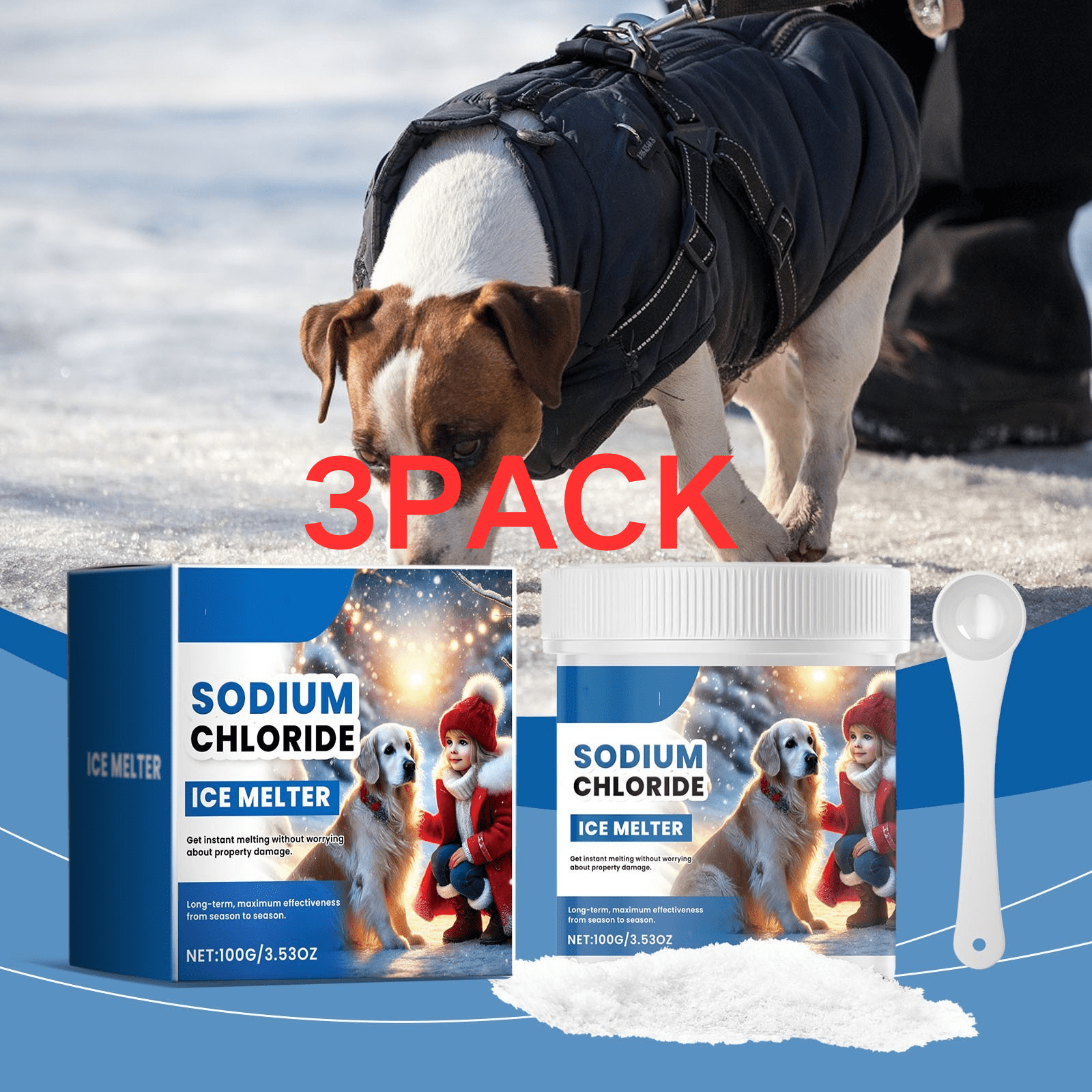 3PC Pet Safe Ice Melt Effectively Melt, Deicer Pet Friendly Snow Melt ...
