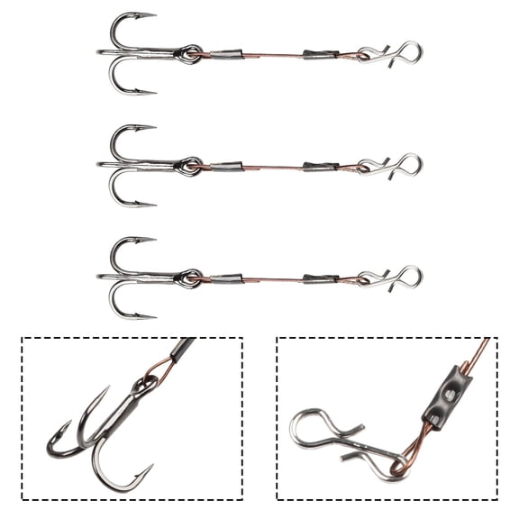3PC Pike Perch Bass Predator Lure Fishing Stingers Treble Hooks Stainless Steel