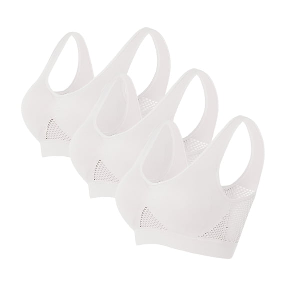 3PC Plus Size Sports Bras for Women High support Seamless Plus Size Sports Bra Wirefree Yoga Bra With Removable Pads (Size:S-5XL)