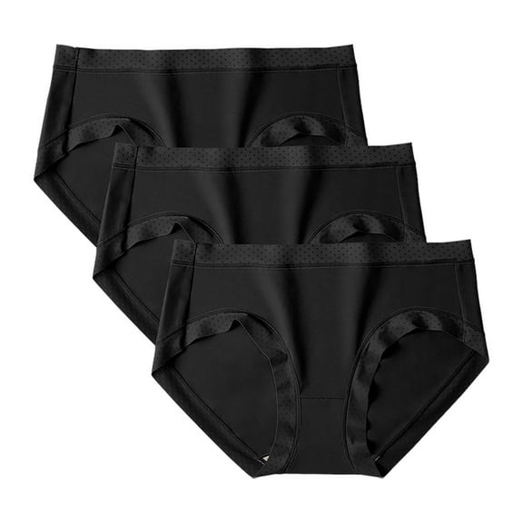 3PC Plus Size for Women Clearance Packs Of Underwear for Women Highrise Underwear for Women Plus Size Womens Underwear(Black)