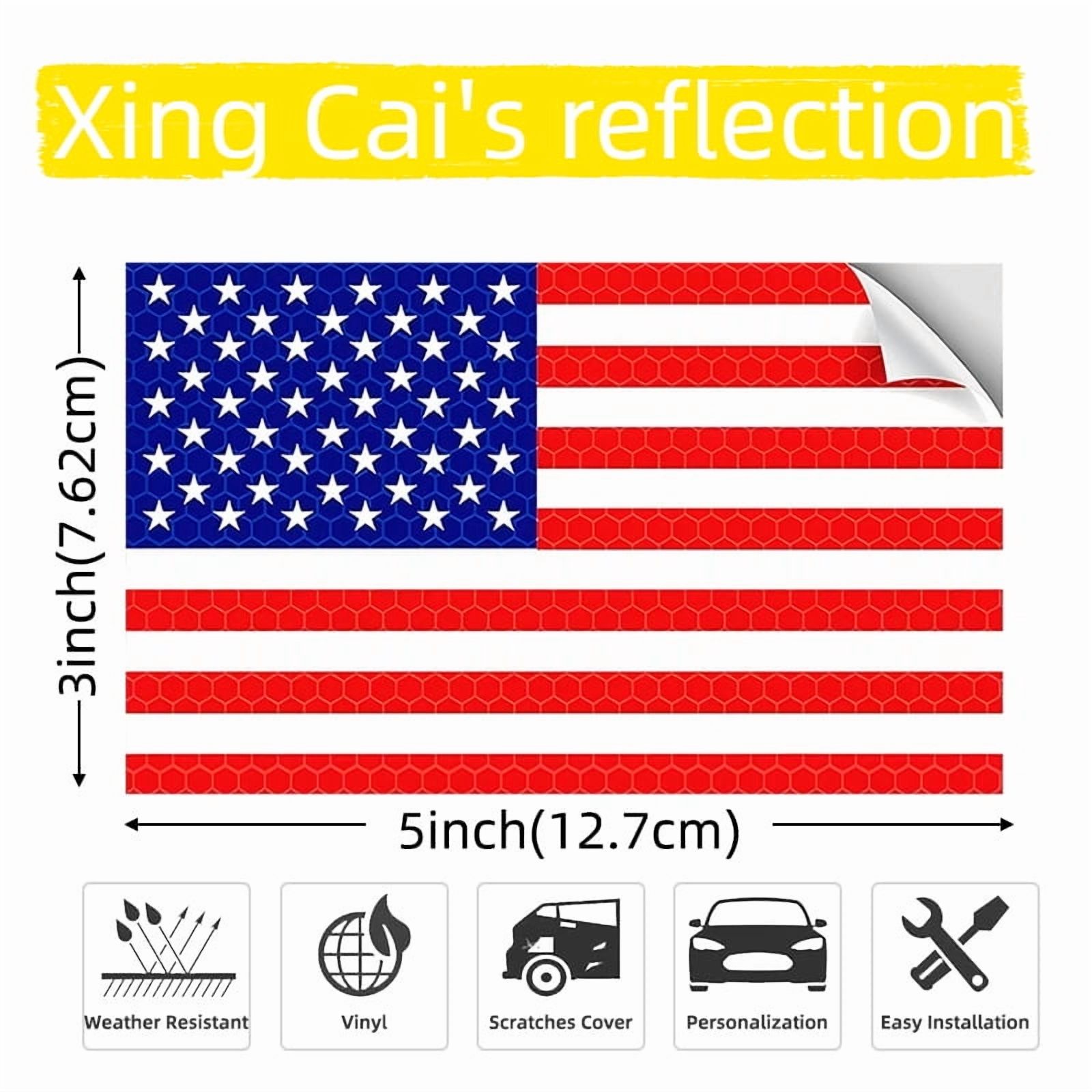 3PC Reflective American Flag Sticker - 5x3 Inches - American Flag Decal ...