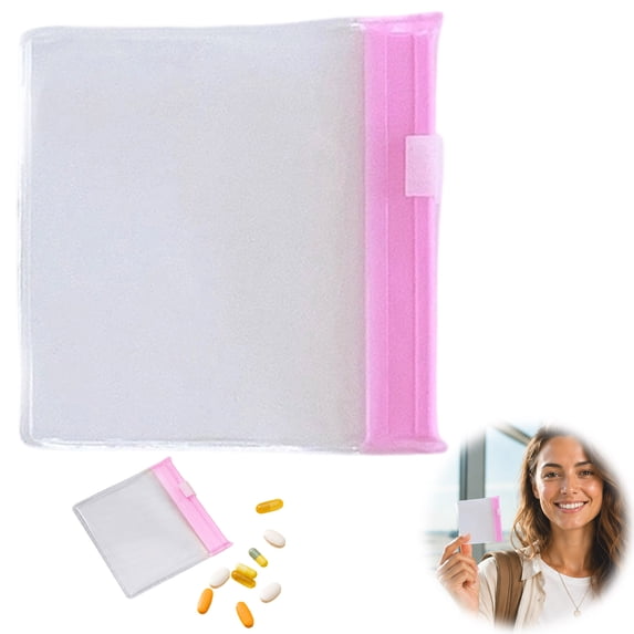 3PC Reusable Zippered Pill Pouch with Slide Lock Travel Pill Case for Medicine, Qtips & Small Items Compact Pill Bags for Trave Pink