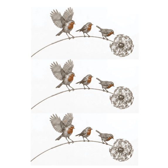 3PC Robin Garden Stake, 3 Robin Birds and Dandelion Design, Outdoor Yard Art Stake for Lawn Patio Flower Bed Walkway