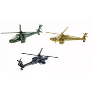 3PC SET 8" Boeing AH-64 Apache Helicopter Diecast Army Military Model Toy