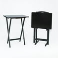 thumbnail image 1 of Mainstays Folding TV Tray Table Set of 2 with Storage Rack, Black, Rubberwood, Indoor, 19" L x 14.5" W x 26" H, 1 of 15