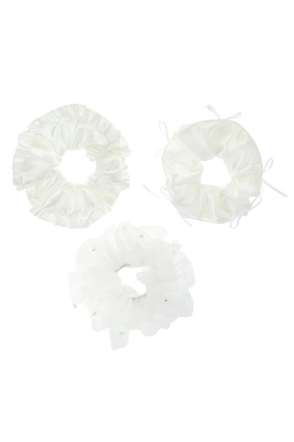 Bride scrunchies set white adult, 3 pieces by Trimmings