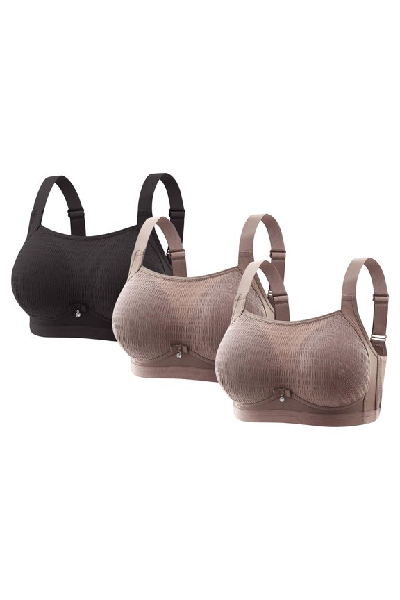 3PC Seamless Yoga Bra Cotton Underwear Strappy Back Workout Top with Bra Wireless Bra Low Impact Medium No Show Underwear Laser Cut Underwear Running Stretchy