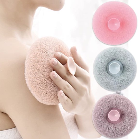 3PC Shower Ball Suction Cup Scrub Artifact Massage Bath Ball, Body Sponge with Suction Cup,3 color one set(purple,green,pink)
