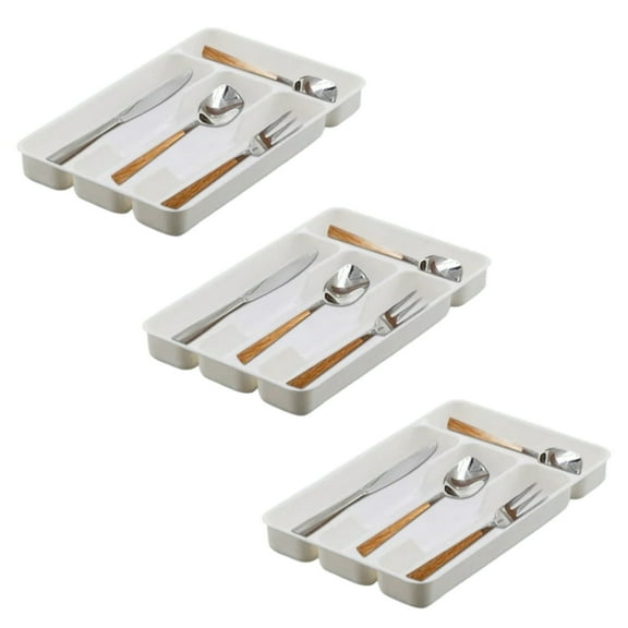 3PC Silverware Drawer Organizer, Expandable Utensil Tray for Kitchen, Adjustable Flatware and Cutlery Holder, Compact Storage for Spoons Forks Knife