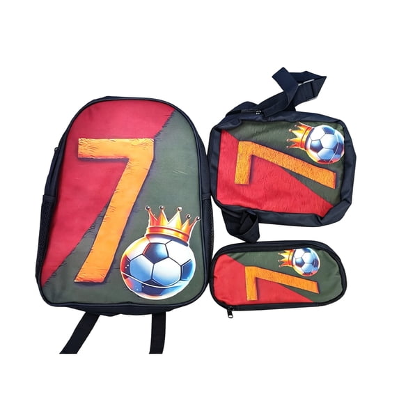 3PC Soccer Backpack, School Bookbag with Lunch Box, School Bag for Teenagers Middle
