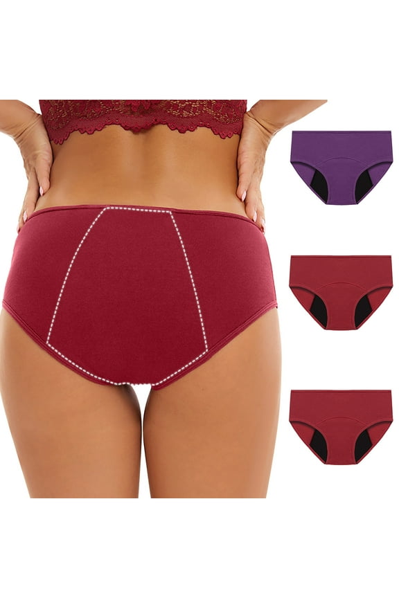 3PC Soft Panties for Women Period Briefs Pull-On Plus Size In Pack Purple Leisure Loose Womens Underwear Stretchable