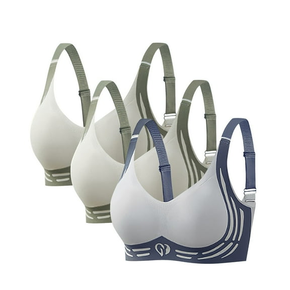 3PC Sports Bra, Post Surgery Full Coverage Bra Wirefree Soft Lightweight Closure Deep V Bra Bust Shaping Wirefree Bra Criss Cross Back Supportive Bra Daily Beach Wear, O XL
