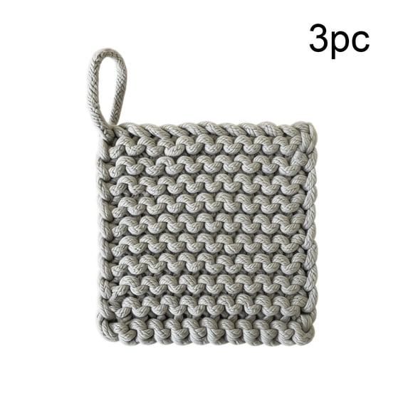 3PC Square Shape Absorbent Drink Coasters,4.72inch Woven Cotton and Linen Mats,Heat Resistant Tabletop Protection for Coffee,Beer,Mugs,Home Decor