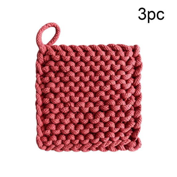 3PC Square Shape Absorbent Drink Coasters,4.72inch Woven Cotton and Linen Mats,Heat Resistant Tabletop Protection for Coffee,Beer,Mugs,Home Decor