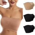 thumbnail image 1 of 3PC Strapless Bras for Women Comfort Non-Slip Seamless Padded Bralette Clear Straps Wireless Tube Top Bra Beige 3XL, 1 of 7