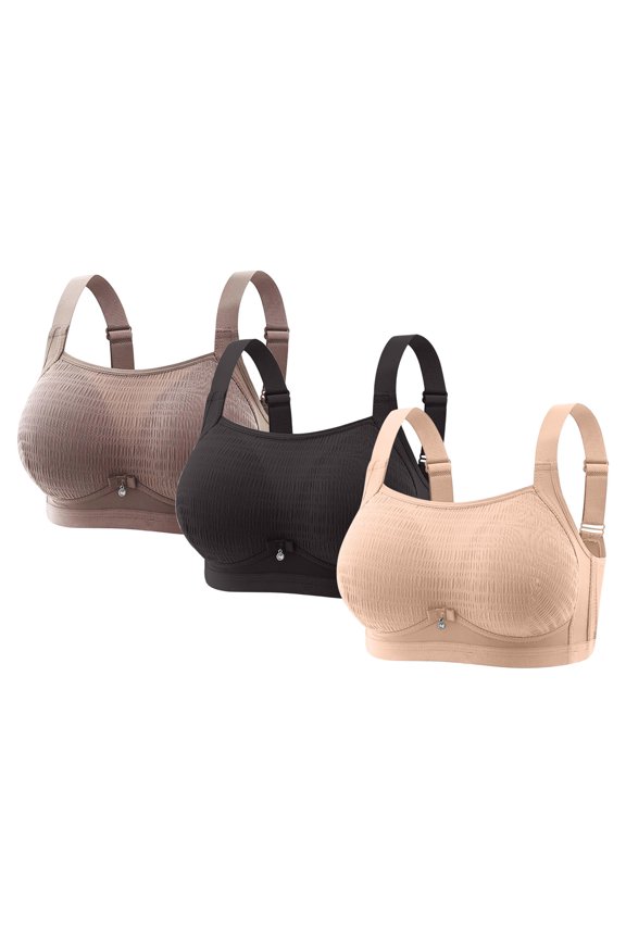3PC Stretchy Racerback Sports Bra Plus Size Wireless Running All Day Wear Plus Size Sports Bra Plus Size Underwear 4 Way Stretch Workout Cotton Underwear Yoga