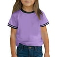 thumbnail image 1 of Summer Tops Size 3-14 Years for Children Boys and Girls Short Sleeve Crew Neck Solid Color Summer Saving Clerance Kids' Sports Fast-Drying Breathable Tops Purple, 1 of 9