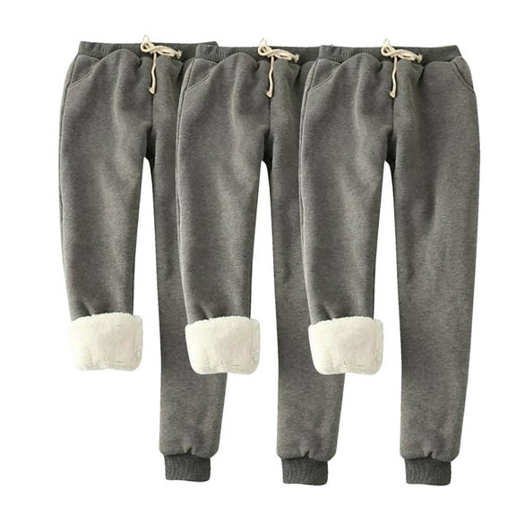 3PC Sweatpants for Women Casual Solid Color Sanitary Pants Loose Home Thickened Drawstring Sweatpants
