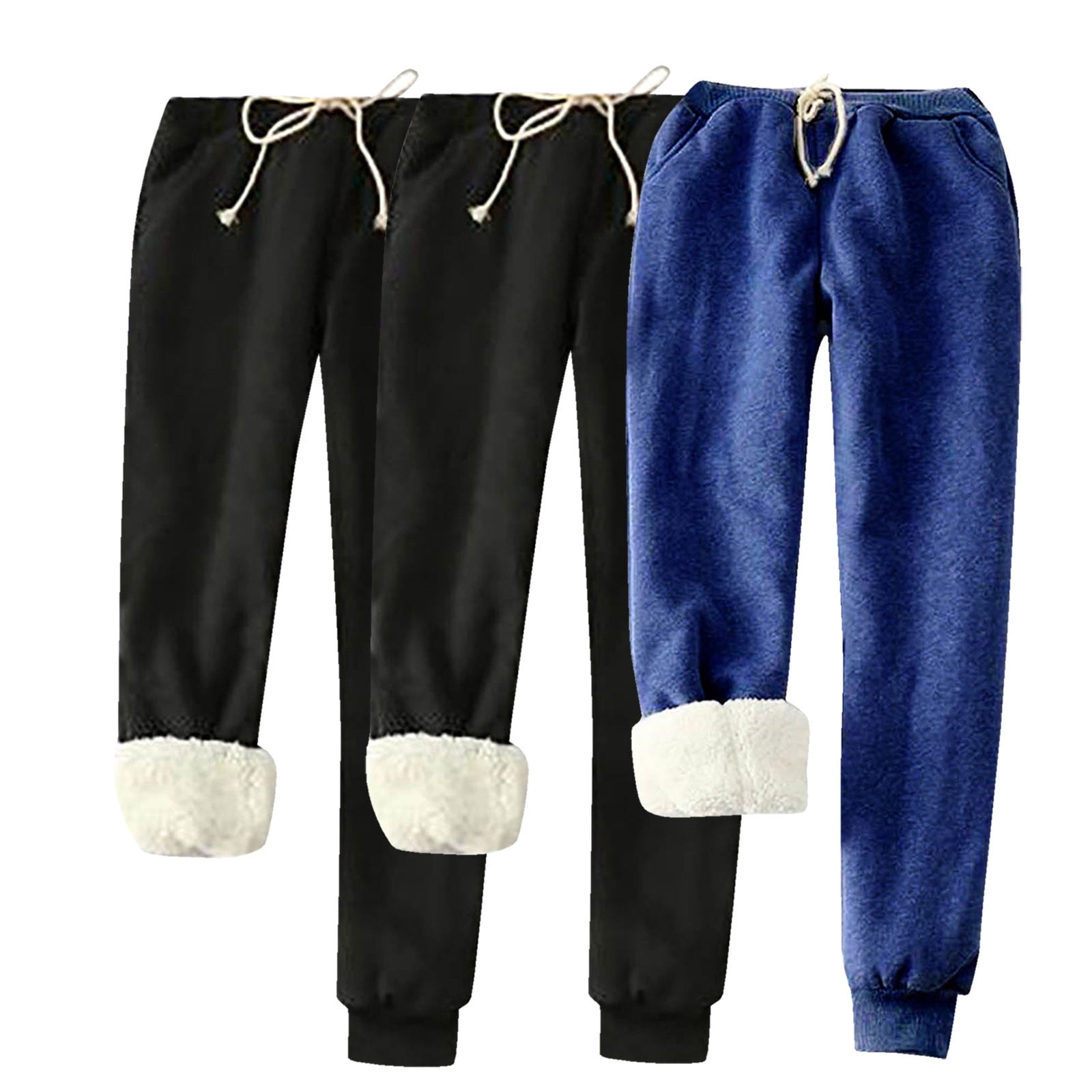 3PC Sweatpants for Women Drawstring Elastic Waist Velvet Thickened