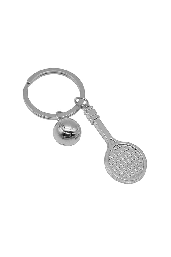 3PC Tennis Keychain Set - Mini Metal Tennis Racket & Ball Keyrings - Gift for Tennis Players, Coaches & Fans - Sporty Jewelry Accessories for Keys or Bags