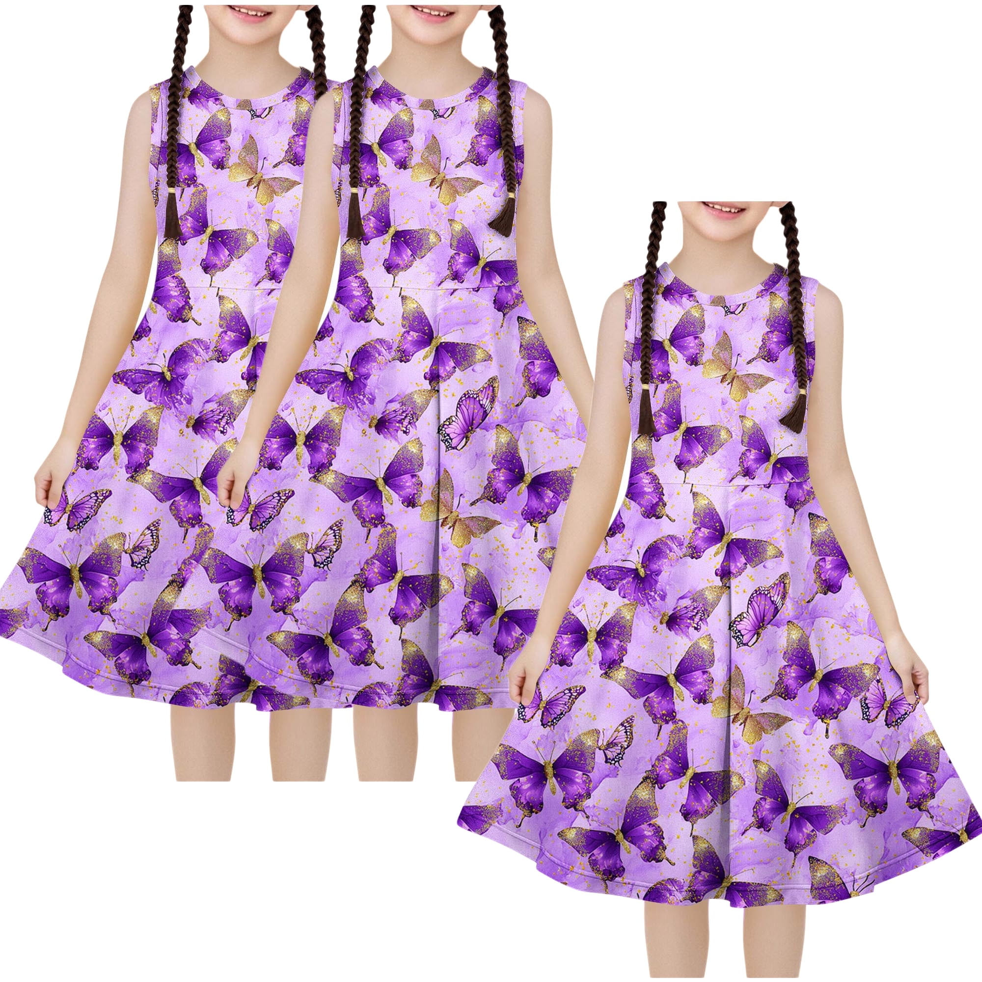 3PC Toddler Girls Sleeveless Dress A Line Twirly Skater Recital Dress ...