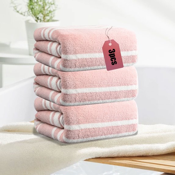 3PC Towel Set Soft Absorbent Towels Household Towels Gift Towels for Hand Gym Beauty Spa And Home Hair Care Large Towel for Bathroom