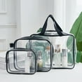 thumbnail image 1 of 3PC Travel Toiletry Bag, Large Clear Makeup Bag with Handle & Zipper, Portable Toiletry Bag, Useful Transparent Storage Bag for Men Women, Waterproof Travel Bag, Travel Accessories Essentials, 1 of 5