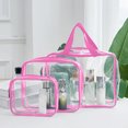 thumbnail image 1 of 3PC Travel Toiletry Bag, Large Clear Makeup Bag with Handle & Zipper, Portable Toiletry Bag, Useful Transparent Storage Bag for Men Women, Waterproof Travel Bag, Travel Accessories Essentials, 1 of 5