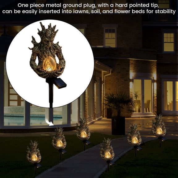 3PC Tree Spirit Solar Garden Stake Light, Resin Tree Man Solar Powered LED Light, Waterproof Outdoor Landscape Lamp for Garden Path Yard Patio Decor