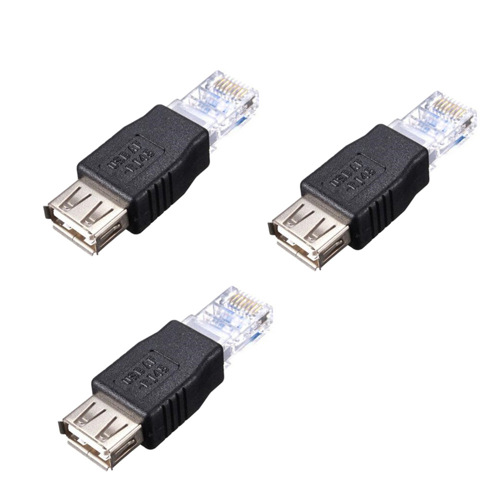 3pc Usb A Female F To Ethernet Rj45 Male Router Adapter Plug Socket Lan Network 7630