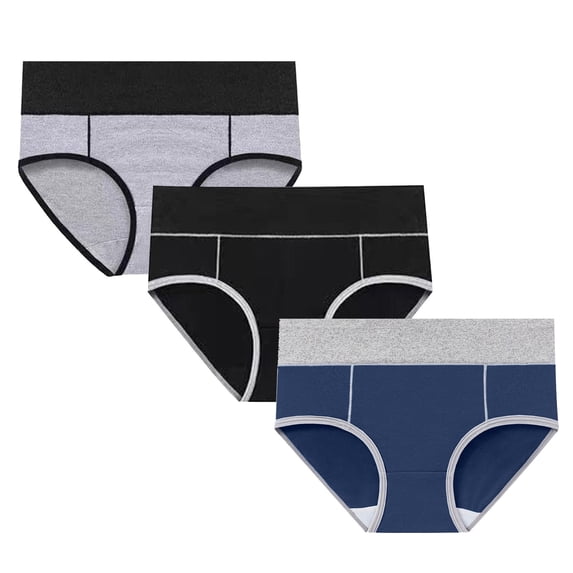 3PC Underpants Womens Briefs Briefs for Women 3PC Women's Large Solid Color Menstrual High Waist Pants with Hip Lifting Underwear 3Pk