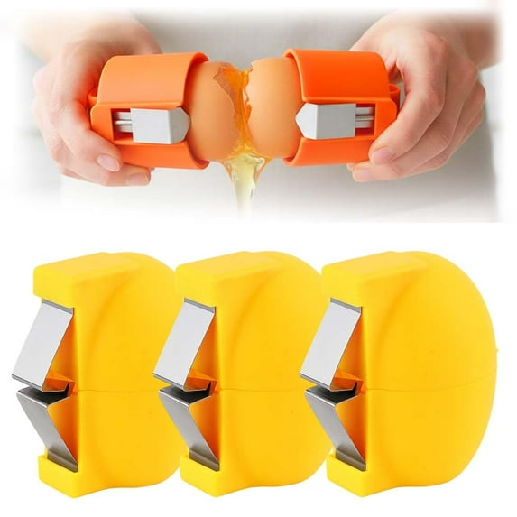 3PC Upgrade Egg Shell Opener Egg Cracker Tool, Eggs Separator Tools for and Hard Boiled Eggs Peeler Shell Remover, Egg Cracking Peeling Tool Portable Kitchen Gadgets (Yellow)