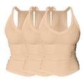 thumbnail image 1 of 3PC V Neck Tank Tops for Women with Shelf Bra,Ribbed Sleeveless Racerback Basic Shirts,Sexy Fitted Camisole Undershirt,Cotton Stretch Layering Tanks for Daily Wear Beige L, 1 of 6