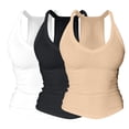 thumbnail image 1 of 3PC V Neck Tank Tops for Women with Shelf Bra,Ribbed Sleeveless Racerback Basic Shirts,Sexy Fitted Camisole Undershirt,Cotton Stretch Layering Tanks for Daily Wear Coffee XL, 1 of 8