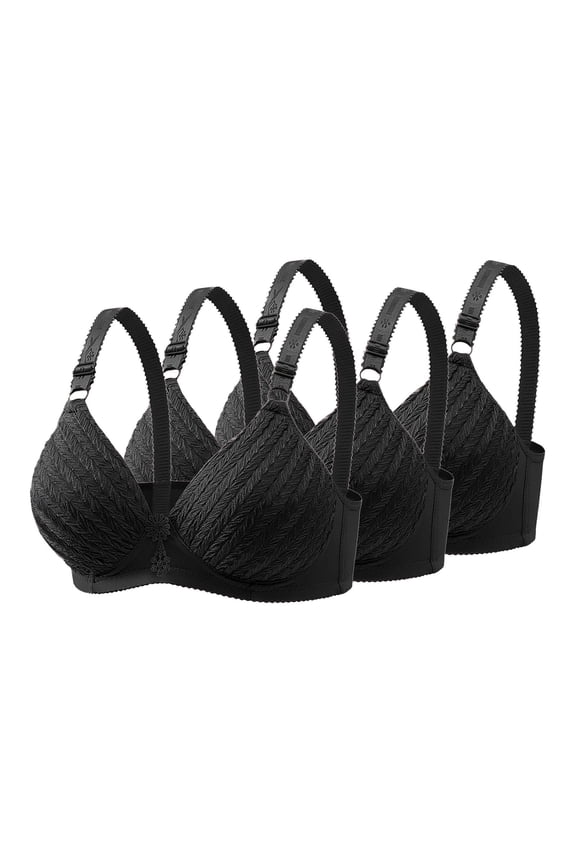 3PC Wireless Bras for Women Full Coverage No Underwire with Supportive Comfortable Bra Black 42