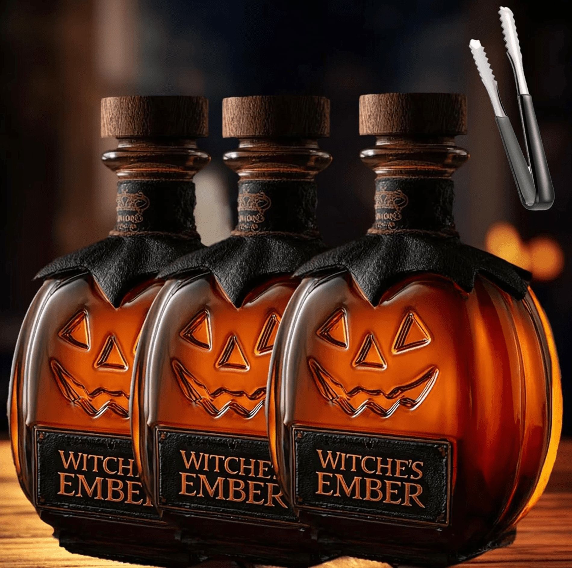 3PC Witche's Ember - Limited Edition Pumpkin Whiskey Bottle 5.91 ...