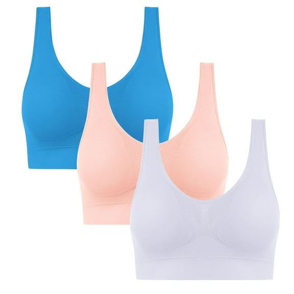 Yijfswar 3PC Women Bra Wireless Padded Bras Plus Size Supportive Seamless Bras Push Up No Underwire Tshirt Bras