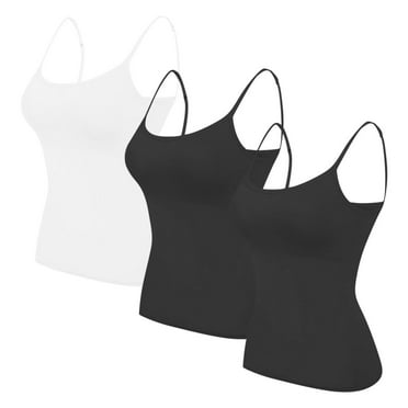 3PC Women's Camisole Built in Bra Wireless Fabric Support Short Cami