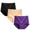 thumbnail image 1 of 3PC Women's Cotton Underwear High Waisted Tummy Control Roses Jacquard Ladies Panties Full Coverage Briefs 3 Pack, 1 of 3
