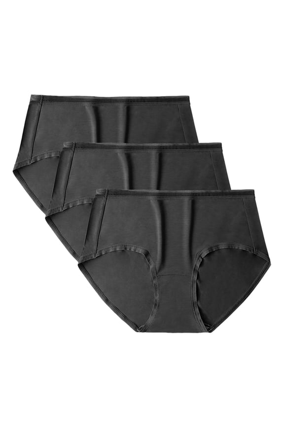 3PC Women's Lightweight Underwear Seamless Under Clothes Women's Solid Color Breathable Thin Underwear Low Waisted underwear Period Leak Proof Underwear No Show Panties Invisibles Briefs