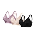 thumbnail image 1 of 3PC Women's Push Up Lace Bra Underwire Full Coverage Bras Plus Size Support Solid Lace Splicing Adjustable Shoulder Straps Everyday Bras, 1 of 2