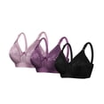thumbnail image 1 of 3PC Women's Push Up Lace Bra Underwire Full Coverage Bras Plus Size Support Solid Lace Splicing Adjustable Shoulder Straps Everyday Bras, 1 of 2