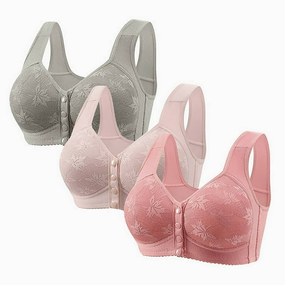 3PC Women's Seamless Backless Bra Three Buckles Adjustable Breasts Bras Fixed Cups And Suspender Straps Bralette