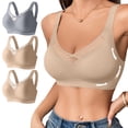 thumbnail image 1 of 3PC Women's Seamless Wireless Bras Comfort Bra for Large Bust Minimizer Supportive Sport Bra Plus Size Yoga Bra Gray XXL, 1 of 9