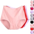 thumbnail image 1 of 3PC Women's Soft Underwear Double Support Stretch Brief Panties Underwear for Women Plus Size Solid Color High Waist Leak Proof Cotton Underwear Breathable Panties Period Underwear XL-6XL, 1 of 4