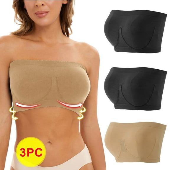 3PC Women's Strapless Underwire Bralette Non Padded Bandeau Tube Top Multiway Bra