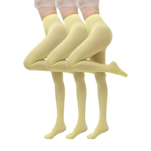 3PC Women’s Tights Semi Opaque Pantyhose High Waist Closed Toe Colorful Tights Comfortable Office Pantyhose Solid Color Footed Stockings